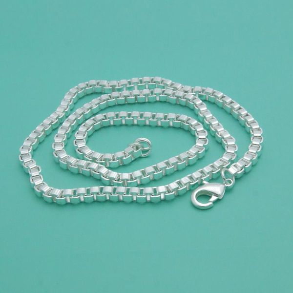 

chains fashion jewelry wide 4mm square box chain silver sterling 925 necklace for men personality link