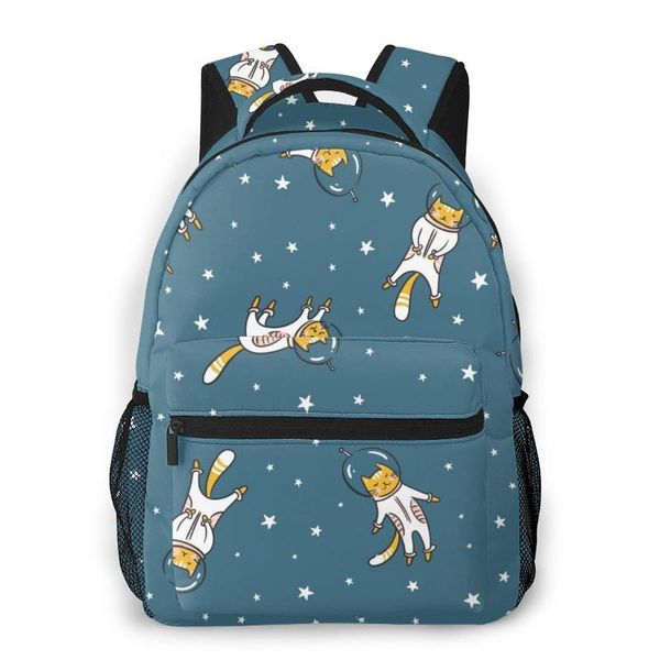 

backpack travel pack funny cat astronaut in space sports bag outdoor climbing