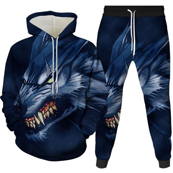 

men's tracksuits light and dark meet wolf 3d hoodies sweatshirts men hoodie casual fashion brand coats, Gray