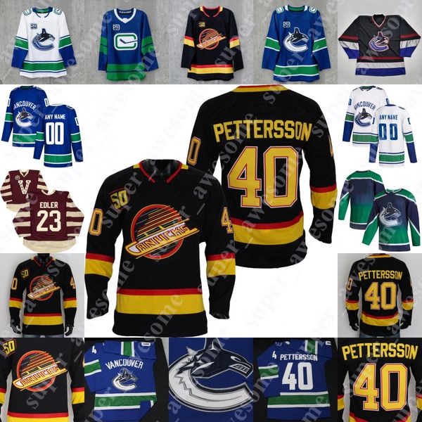 

2021 vancouver canucks jersey elias pettersson bo horvat alexander edler brandon sutter brock boeser quinn hughes nate schmidt braden holtby, Black;red