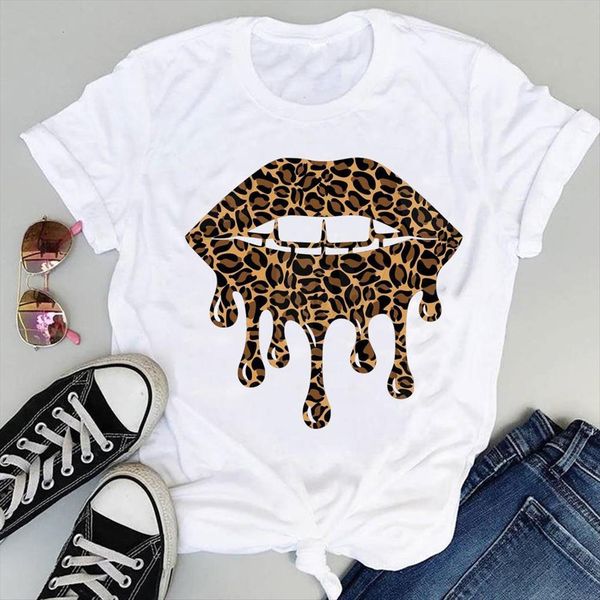 

clothing mujer camisetas fashion womens t shirts print graphic leopard summer short sleeve female clothes tees shirt, White