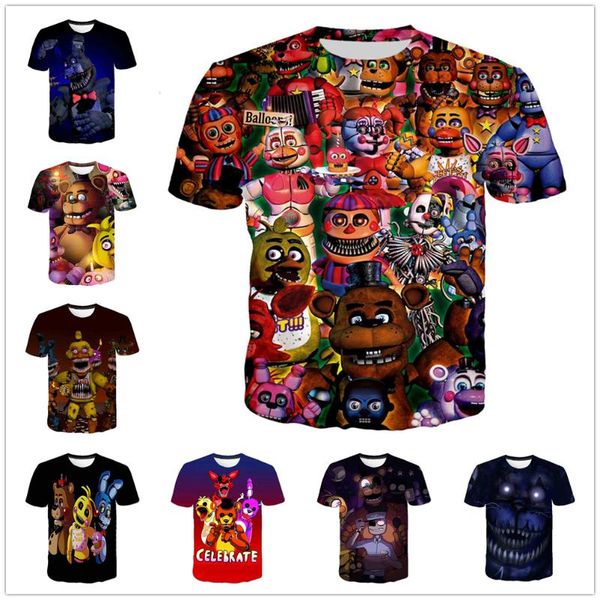 

women's t-shirt women men 3d t shirt fnaf horror halloween bear print children tshirt boys/girls birthday clothes kid's cartoon an, White