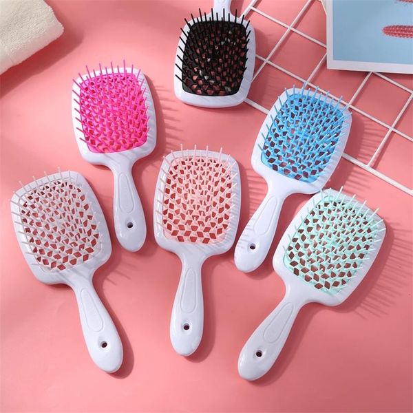 

hair brushes wide teeth air cushion combs women scalp massage comb brush hollowing out home salon diy hairdressing tool, Silver