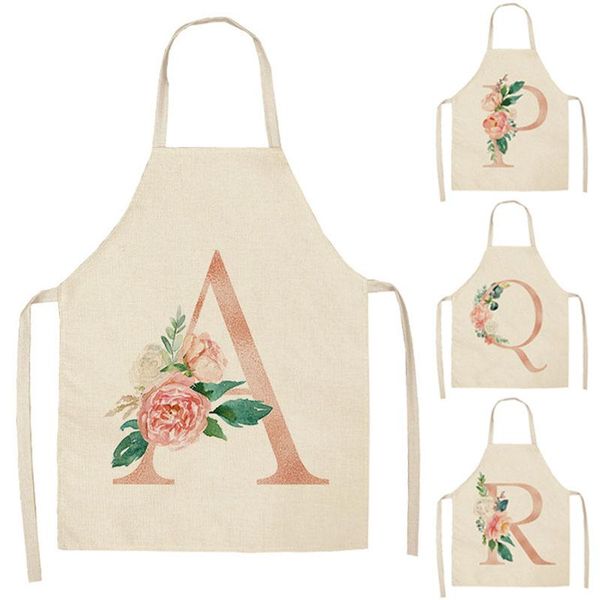 

aprons 1 pc letter flower cotton linen multifunctional home cooking baking coffee shop cleaning apron kitchen tool accessories