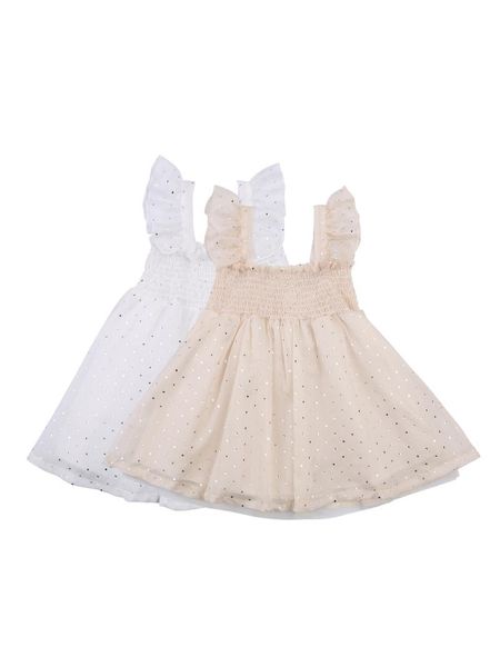 

girl's dresses toddler mesh princess dress baby girl smocked sequin sleeve square collar one-piece, Red;yellow