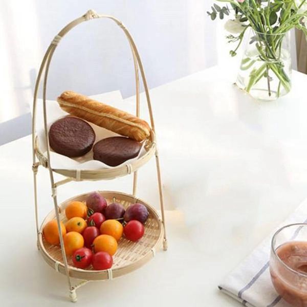 

storage baskets bamboo weaving wicker dish handmade home decoration fruit bread for kitchen organizer panier osier promotio