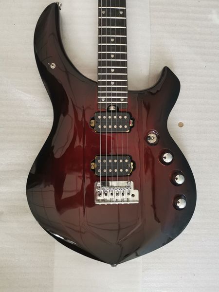 Повышение! Ernie Ball John Petrucci Majesty Trans Red Wine (черный центр) Электрическая гитара Tremolo Bridge, пассивные пикапы 9V аккумулятор