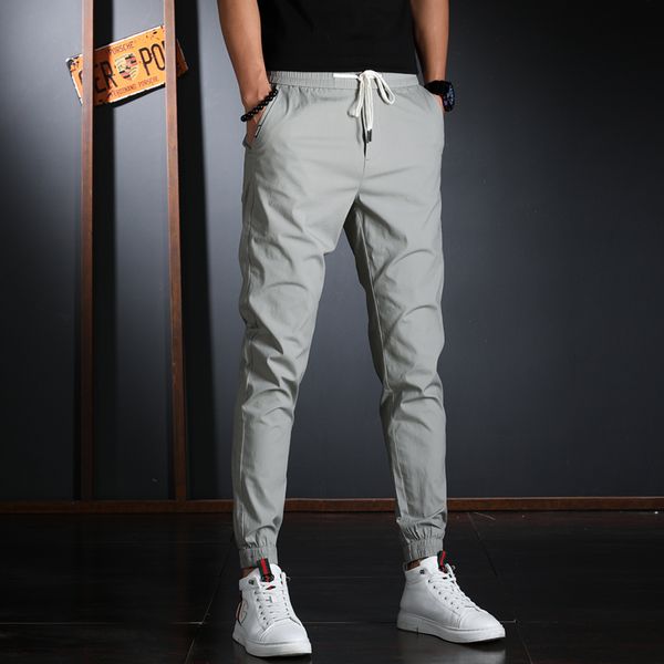 

2021 masculinas de vero frias casual algodo leve fino ajuste tornozelo-comprimento calas kl3w, Black