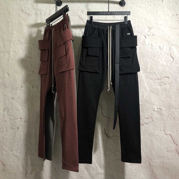 

one of you dark ribbon double loop pants men's ro style casual pants straight loose high street overalls c9kf tdm2, White;black