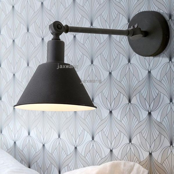 

wall lamp nordic led iron loft decor bedside bedroom art light living room cafe lantern arm long sconce
