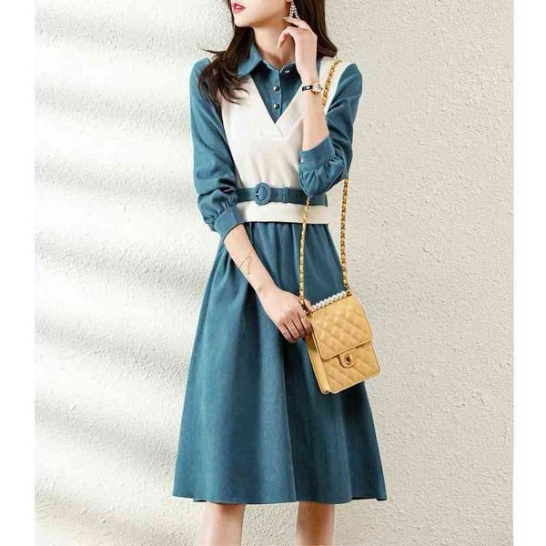 

casual dresses vt fake two-piece temperament skirt autumn korean version close waist slim fashion age reducing dr, Black;gray