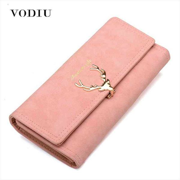 

women wallet card female purse leather trifold long coin holder phone metal christmas deer cash pocket fashion, Red;black