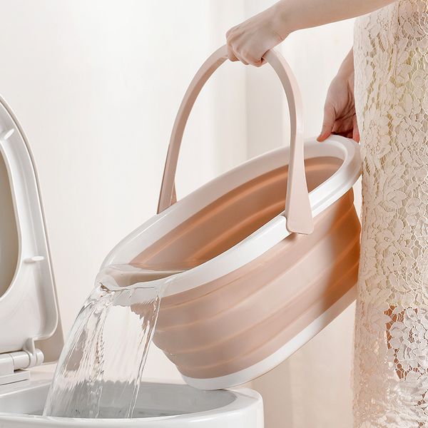 

1pc foding bucket with hande thickened portabe camping wash bucket foor ceaning car wash bucket househod ceaning too