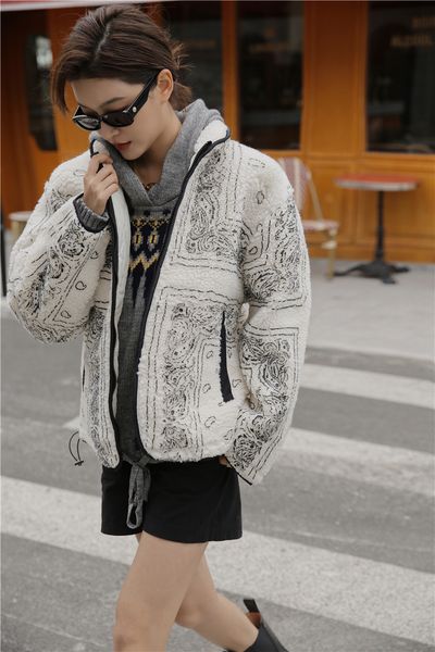

2021 new winter shearling women fuax fur coat beige thick coats fleece jacket zipper up designer outerwear f118, Black