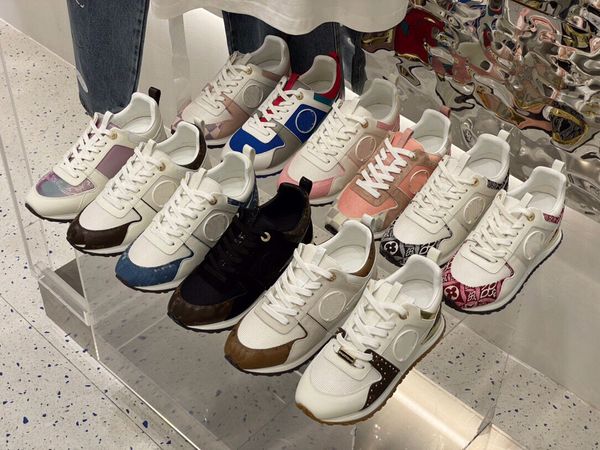 

designer sneakers leather casual run away shoes women men shoe genuine leathers fashion mixed color box 35-45, Black