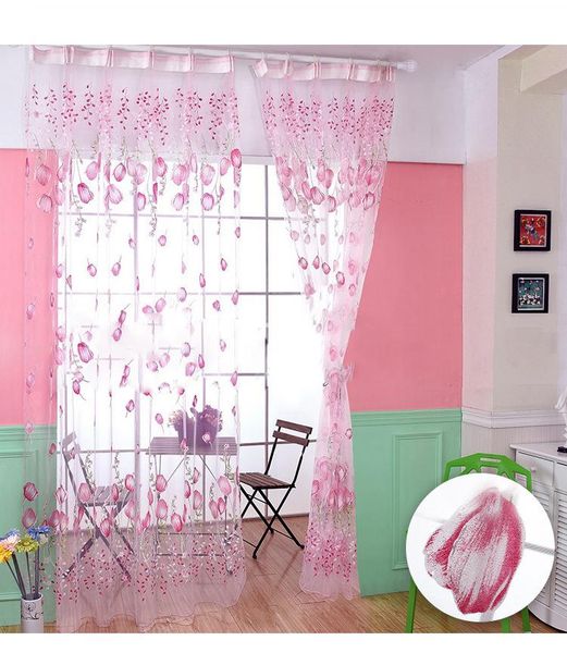 

curtain & drapes modern tulle curtains for living room bedroom kitchen yellow floral window treatment panel drape