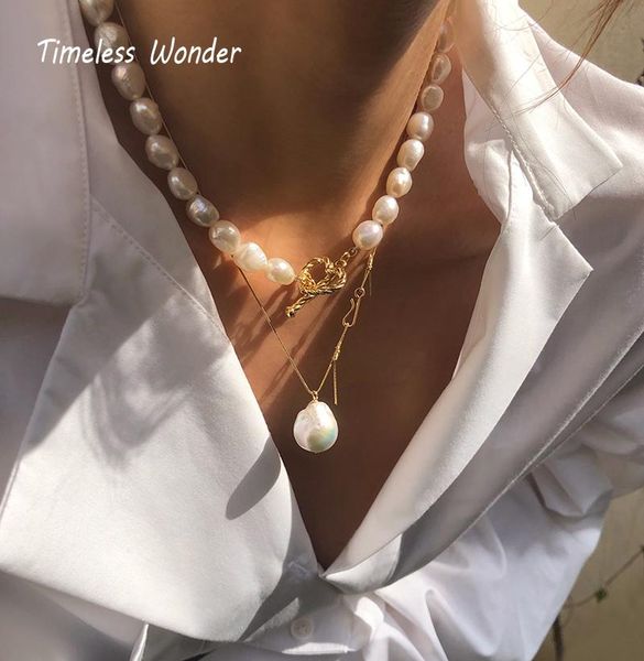 

chokers timeless wonder glam natural pearl waterdrop choker necklace women jewelry punk ins boho designer goth fancy spring 5121, Golden;silver