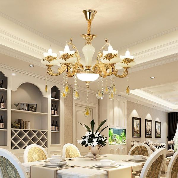 

chandeliers nordic luxury gold crystal led ceiling chandelier loft villa lustre pendant lamp living room el hall decor hanging lamps