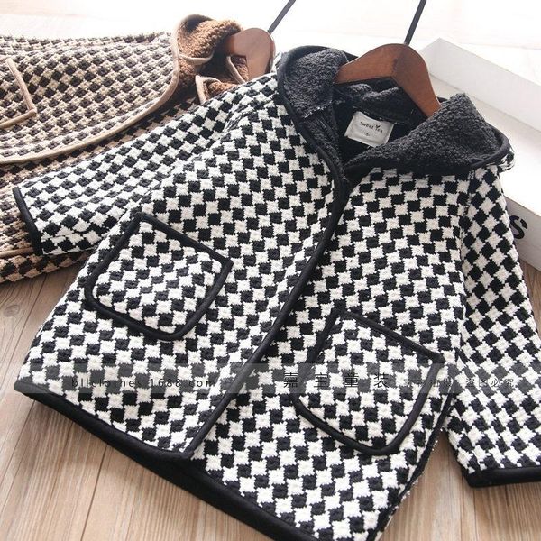 

jackets winter baby girls hood plaid coat wholesale, Blue;gray