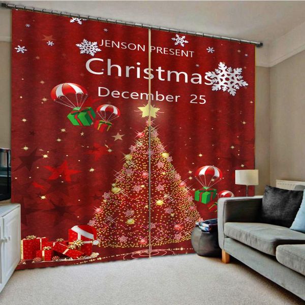 

curtain & drapes 2021 christmas window blackout curtains for bedroom grommet xmas reindeer print living room decor