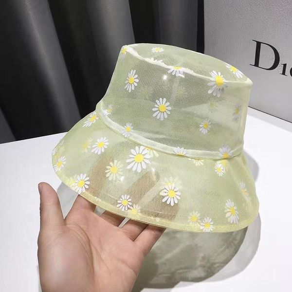 

wide brim hats mesh fisherman hat lady summer autumn small fresh breathable thin style daisy sun sunshade basin, Blue;gray