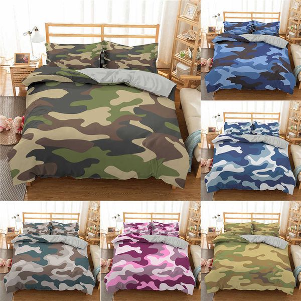 Casasky Camuflagem Camuflagem Set Boy Adolescentes Crianças Duvet Capa Rei Rei Rei Rei Rei Roupa Bedclothes Quarto Têxteis 210615