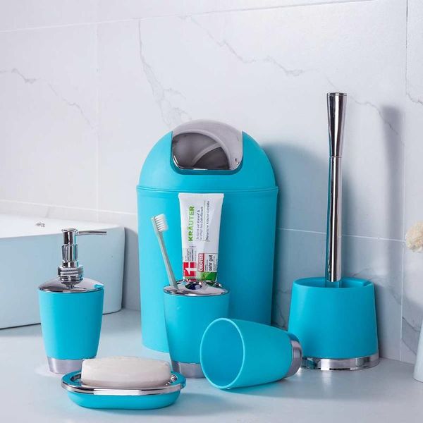

bath accessory set bathroom accessories 6 pieces stainless steel toothbrush holder soap dispenser toilet brush trash can essential