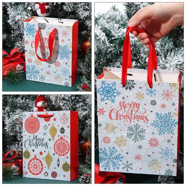 

gift wrap red christmas tree deer snowflake bag paper tote