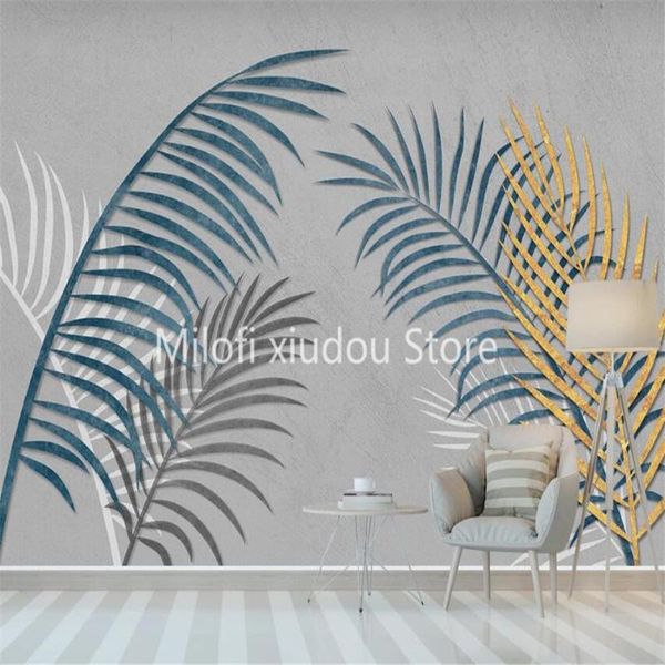 

wallpapers custom 3d wallpaper mural nordic tropical leaves golden light luxury living room bedroom background wall decoration paint