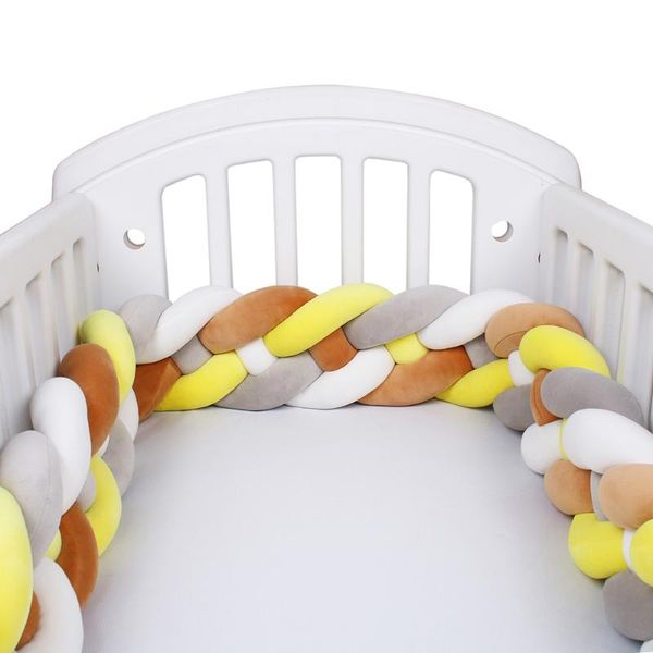 

4 strands knotted 2.2m/3m/4m baby bed bumper braided crib bumper cotton knot pillow crib protector baby decoration room