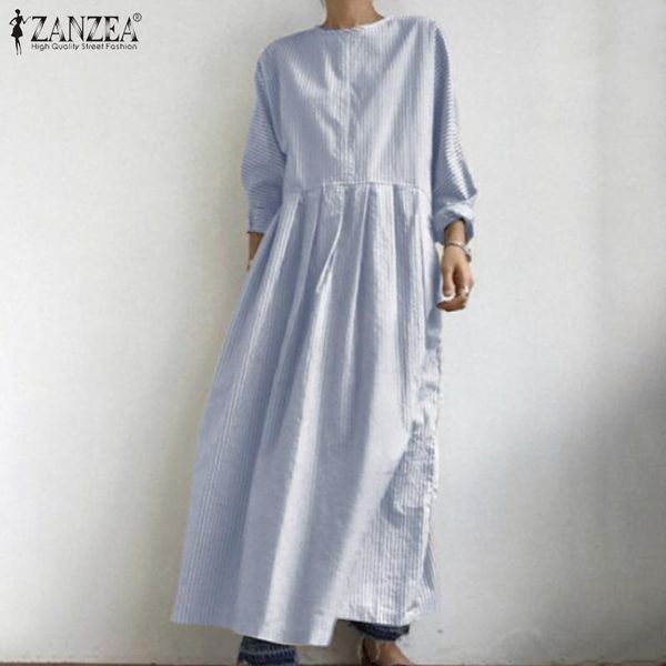 

casual dresses 5xl midi for women 2022 ladies striped vestidos autumn long sleeve sundress plus size pleated robe femme, Black;gray