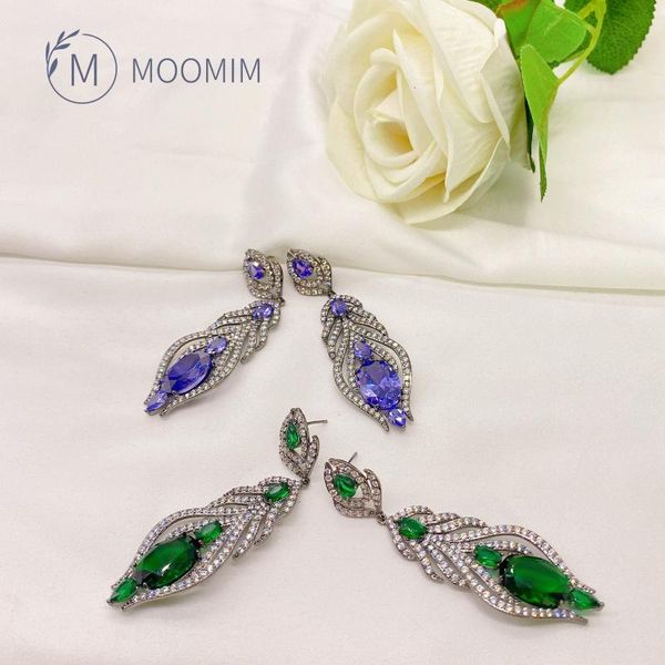 

dangle & chandelier emerald purple crystal rhinestone earrings vintage retro exquisite romantic classic elegant evening party jewelry, Silver