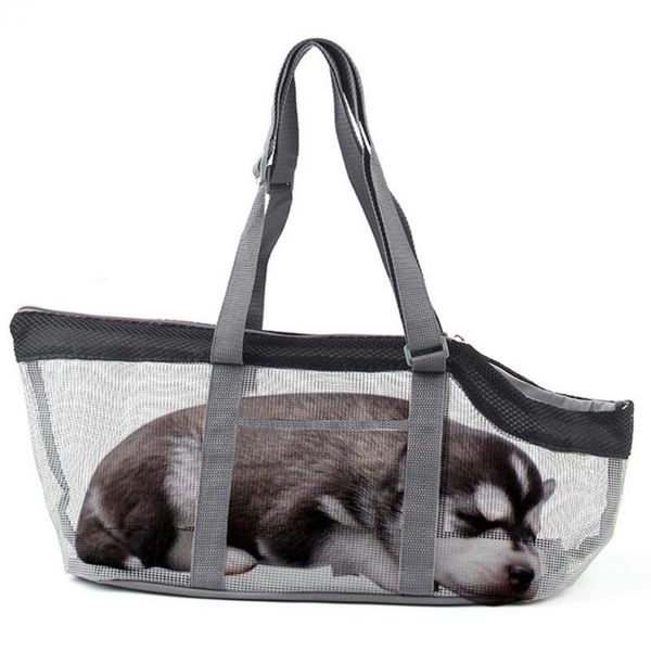

dog car seat covers pet carrier foldable breathable mesh cat large-capacity portable tote bag with reinforced bottom plate & zipper