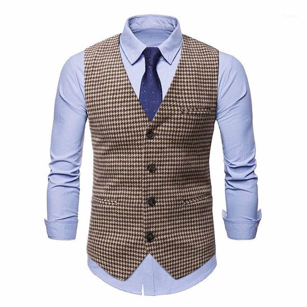 

men's vests casual swallow gird single breasted pocket sleeveless v-neck suit male social business waistcoat men clothes, Black;white