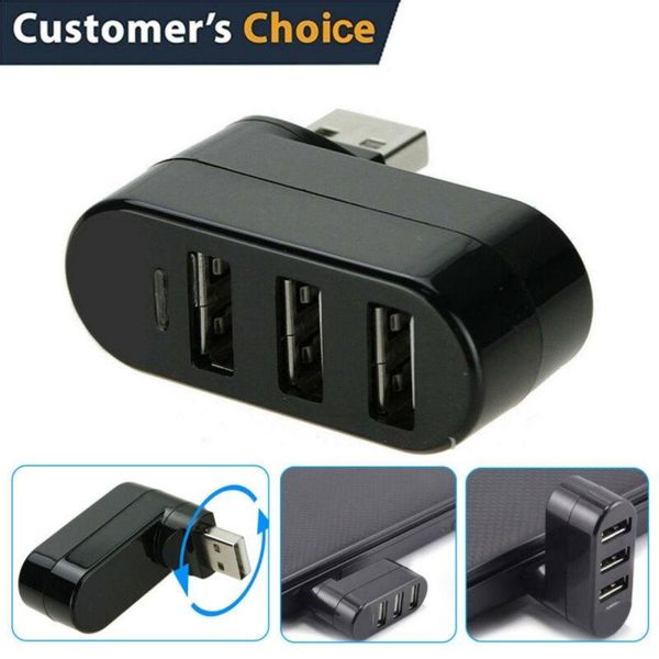 

hubs 3 port usb hub usb2.0 mini rotate splitter adapter no driver for pc lapcomputer