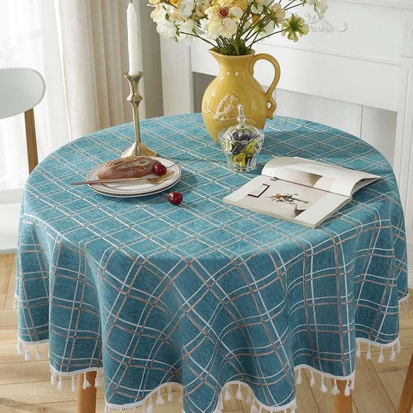 

table cloth round double striped checkered picnic literary tea student dormitory