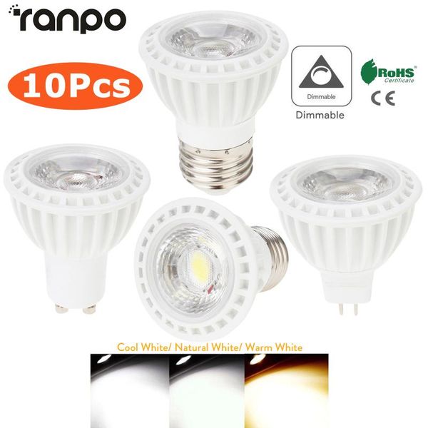 

bulbs 10pcs dimmable led spotlights e26 e27 gu10 mr16 15w cob light 45Â° beam angle 110v 220v dc 12v for home office table lamp