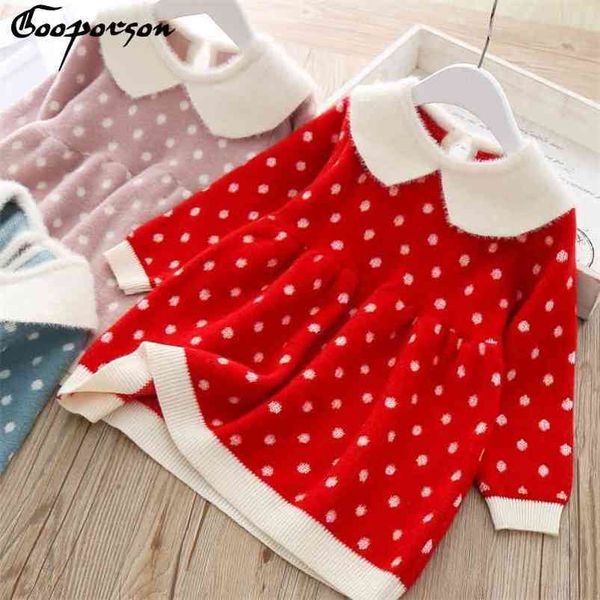 

baby girls sweater dress winter warm outerwear clothes knitted sweet dress for toddler thick dress soft sweater kids baby 210715, Red;yellow