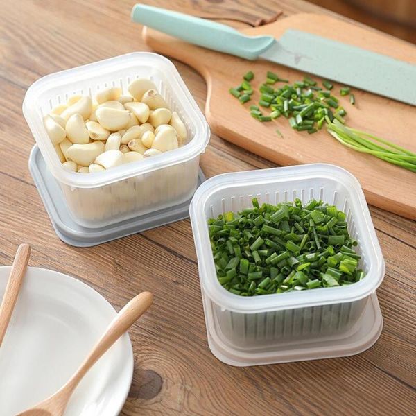 Bottiglie di stoccaggio Barattoli Cucina Scarico quadrato Scatola sigillata Contenitore per alimenti vegetali Frigorifero Home Organizer Frigorifero ED