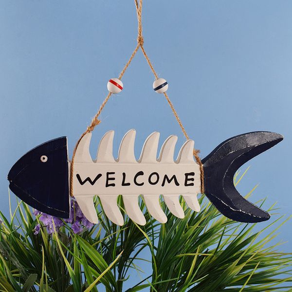 

mediterranean style wood fish bone door plate creative welcome sign pub bar restaurant wall pendant home hanging decoration