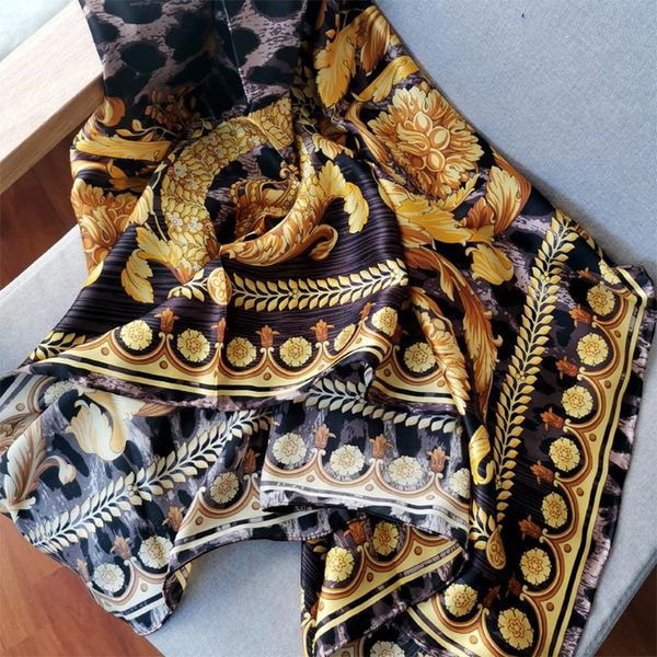 

scarves twill silk scarf women large square bandana 14mm shawl 140cm, Blue;gray