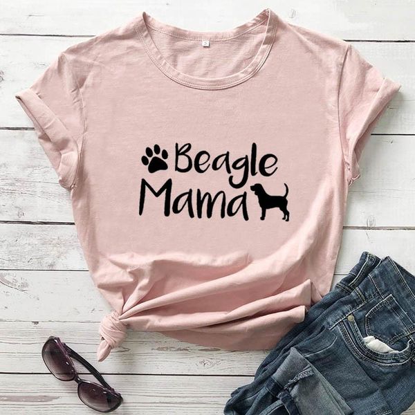 

women's t-shirt beagle mama printed arrival wome's funny 100%cotton dog lover shirts gift for mom tees, White
