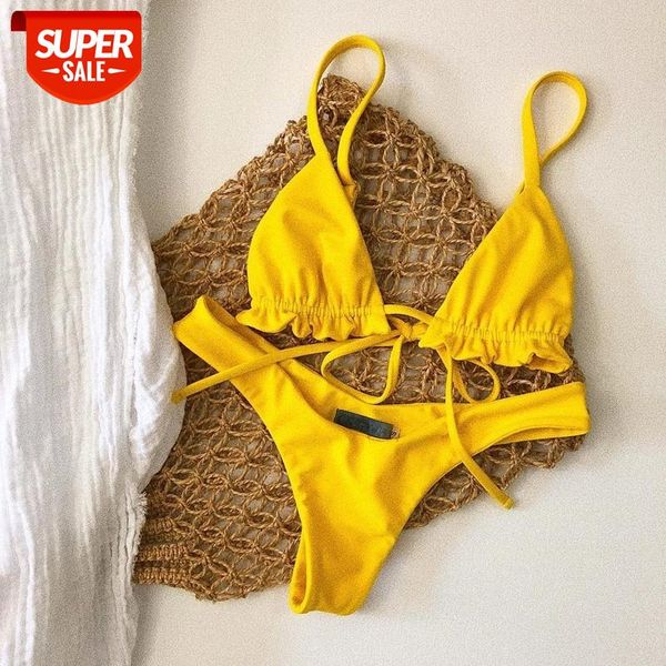 

soild swimsuit triangle bikini set women mini bikinis female summer beach wear bathing suit maillot de bain femme #ed5p, White;black