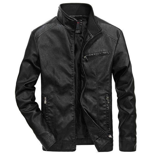 

2021 autumn winter bomber motorcycle jacket men business casual coat moto biker leather jackets male outwear 4xl 5xl, Black