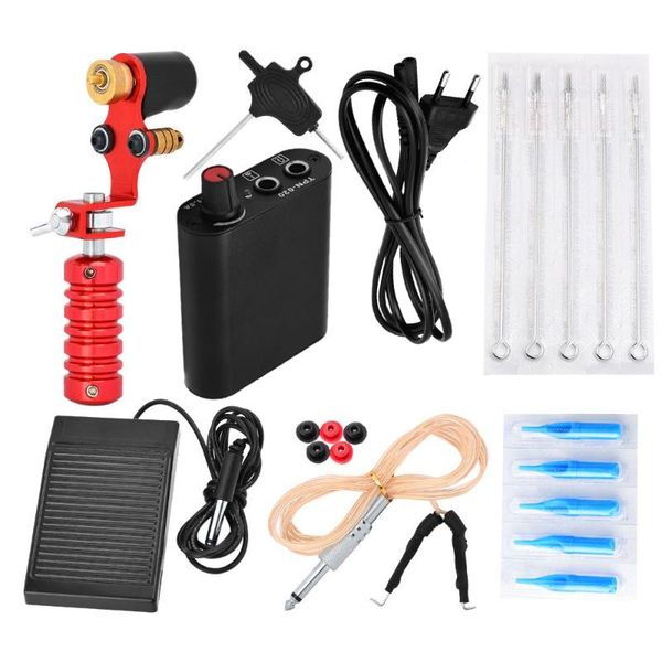 

tattoo guns kits 10pcs complete machine kit set needles power supply foot pedal footswitch beginner