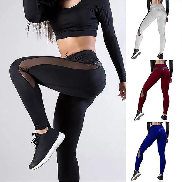 

yoga outfit women leggings mesh pants push up fitness gym leggins running seamless workout femme high waist mujer 2021