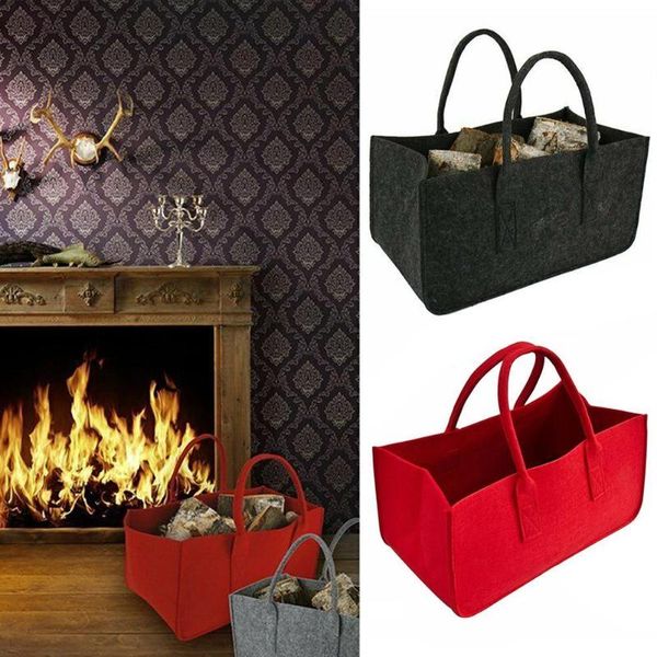 

storage bags solid color felt bag large capacity basket shopping handbag with handle kitchen home accessories