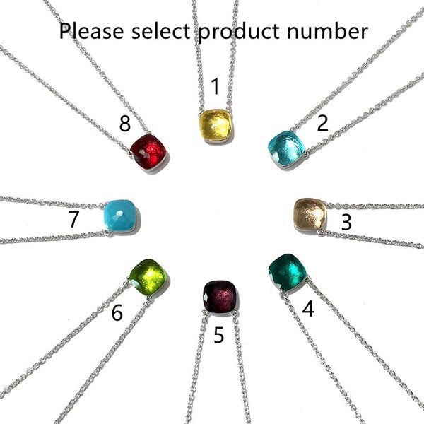 

gemstone style fashion jewelry candy crystal necklace single stone necklace copper plating women necklace wedding dress designer jewelry, Silver