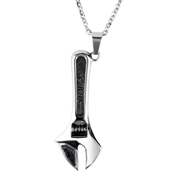 

pendant necklaces retro domineering wrench stainless steel men pendants chain punk for boyfriend male jewelry creativity gift wholesale, Silver
