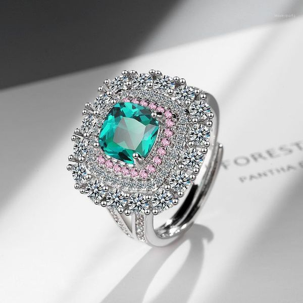 

wedding rings ekopdee luxury cubic zirconia engagement ring women vintage femme wide big zircon adjustable 925 bridal jewelry1, Slivery;golden